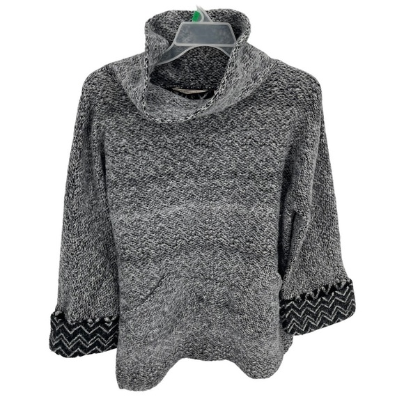 Soft Surroundings Alma Pullover Sweater Black Grey Size Medium Marled Cowl Neck - Picture 1 of 9